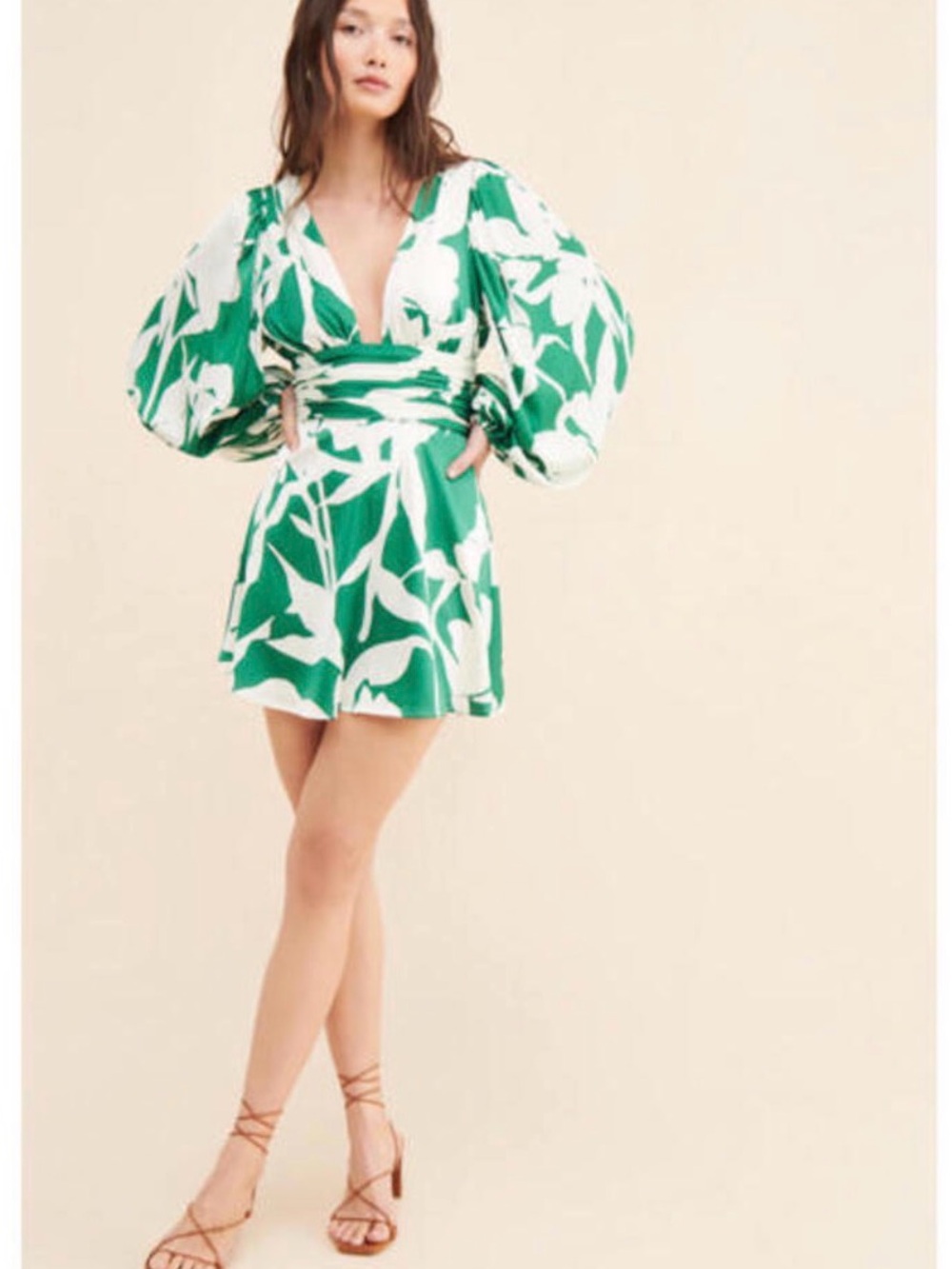 Hutch Green and White Floral Mini Dress